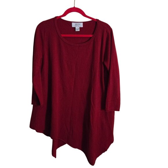 PLY Cashmere Scoop Neck Lagonlook Asymmetric Hem Oversized Tunic Sweater Size S - Picture 1 of 3